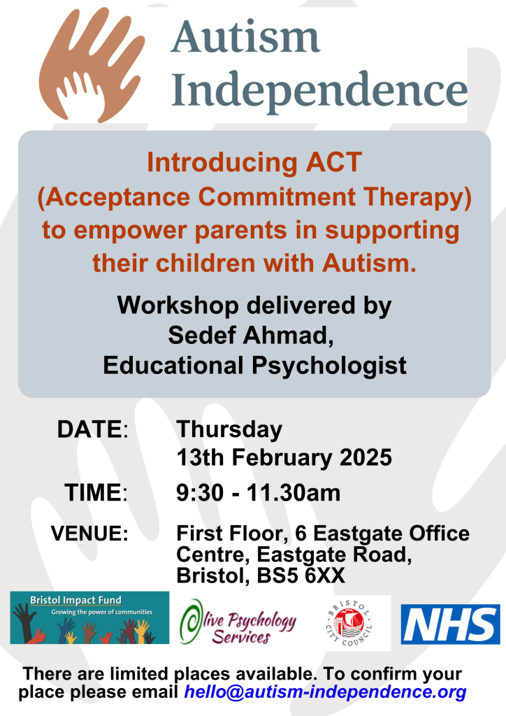 Workshop Introducing Acceptance Commitment Therapy Act Autism